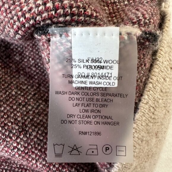 Title Nine Por Vida 2.0 Sweater Womens Large Hermosa Stripe Merino Wool Silk Tan - Picture 6 of 9